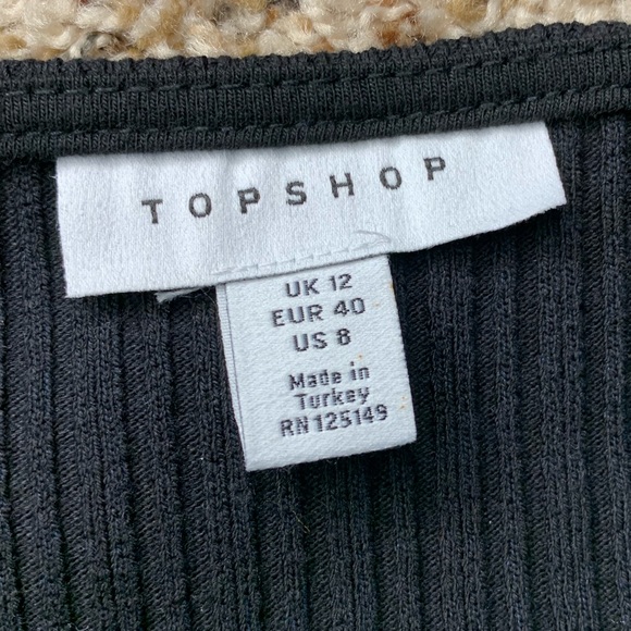 TopShop NWOT Ribbed Midi Dress In Black, Sz 8 - Picture 11 of 13